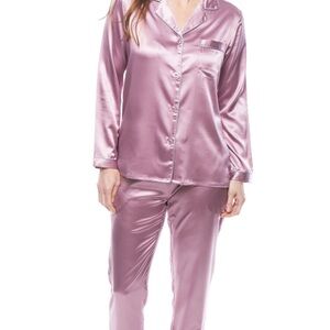 Twin Boat Women's Satin Pajama Set Mauve w/Gray Piping Sz L